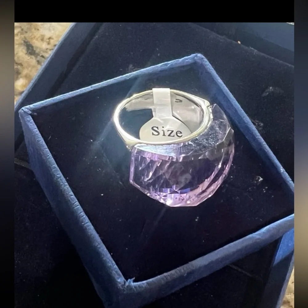 Swarovski crystal lavender size 7 ring with steel nirvana SSLS7